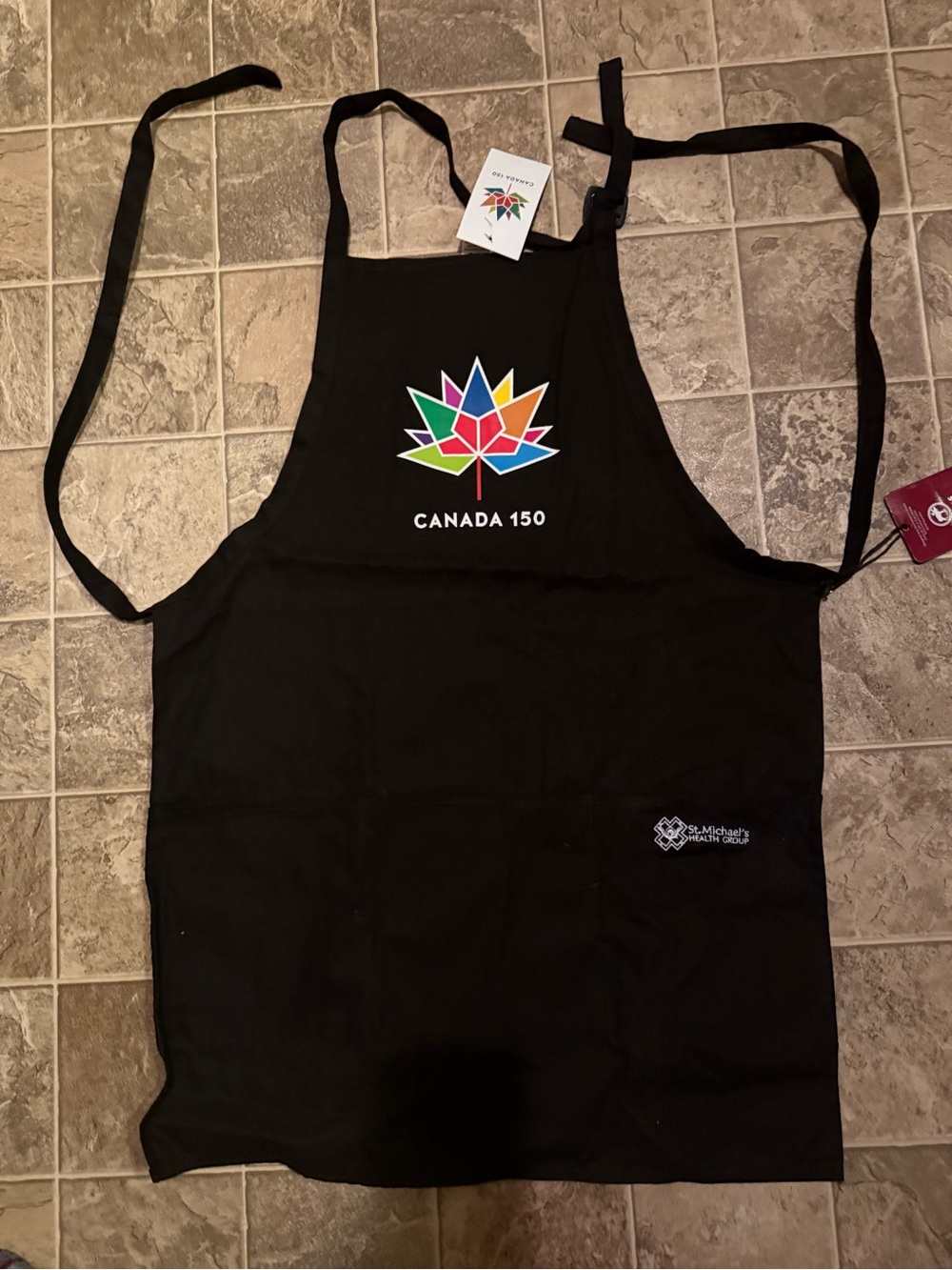 Source Unknown Black Canada 150 Maple Leaf Apron